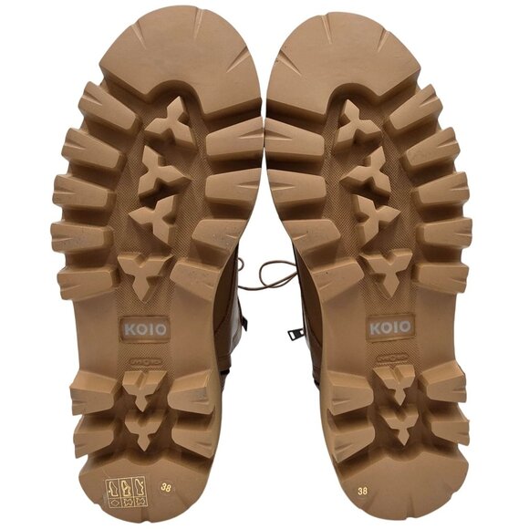 NEW Koio Italy Women 11 Fawn Beige Leather Cortina Combat Boots Handmade Shoes - Picture 3 of 16